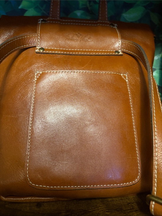 Patricia Nash Classic Tan Leather Backpack with Tassel